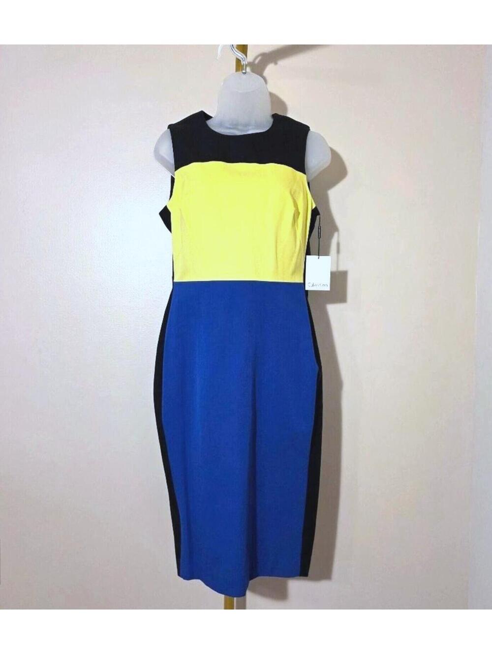 Calvin Klein Y2K Retro Colorblock Sleeveless Dress Sz 8